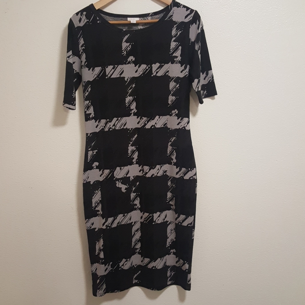 Plaid Lularoe Julia Dress medium unicorn